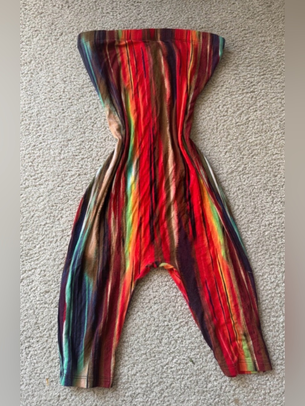 Fashion Nova Multicolor Rainbow Stripe Jumpsuit tube sexy